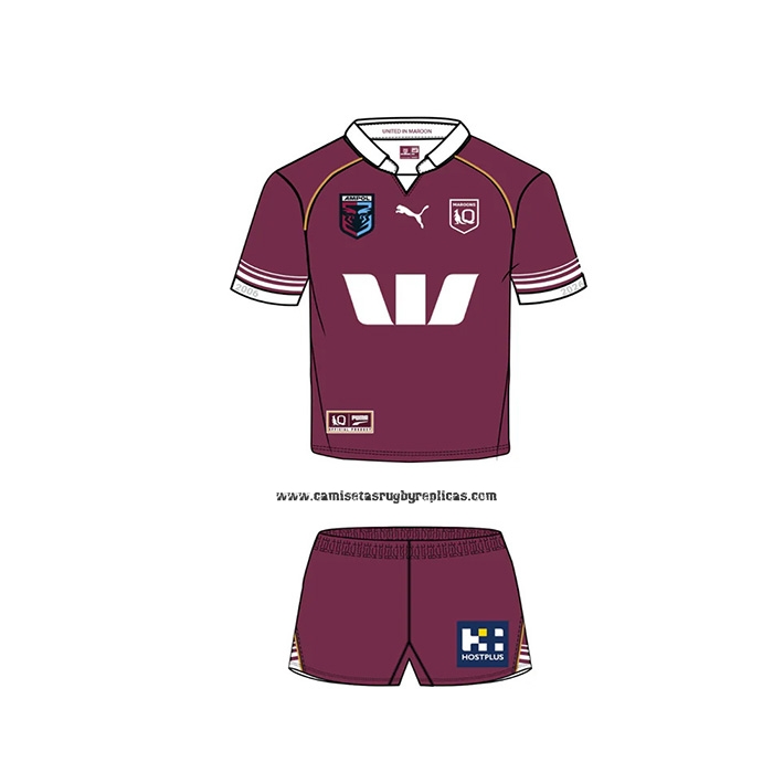 Camiseta Ninos Queensland Maroons Rugby 2026 Local